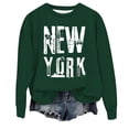 thumbnail image 1 of VBARHMQRT Chandails d'Automne pour Femmes Chandail Décontracté à Col Rond Imprimé Lettres Anglaises New York City, 1 of 3