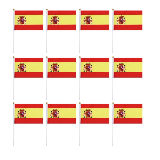 FELTECHELECTR 50 banderas pequeñas de España para sujetar con palo, banderas internacionales de países del mundo, decoración para fiestas.