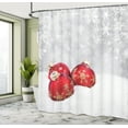 thumbnail image 5 of Ambesonne Christmas Shower Curtain, Baubles on Snowflake, 69"Wx70"L, Red White, 5 of 5
