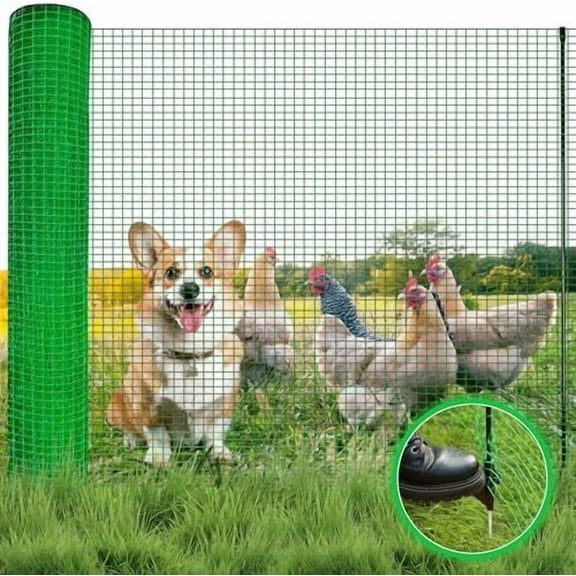 Temporary Fence with Step in Stakes,3‘x50’ Safety Barrier for Dog Snow Plastic Mesh Fencing with Fiberglass Post Windbreak Rope,Movable Fencing Roll for Garden Backyard Outdoor Animal Protect