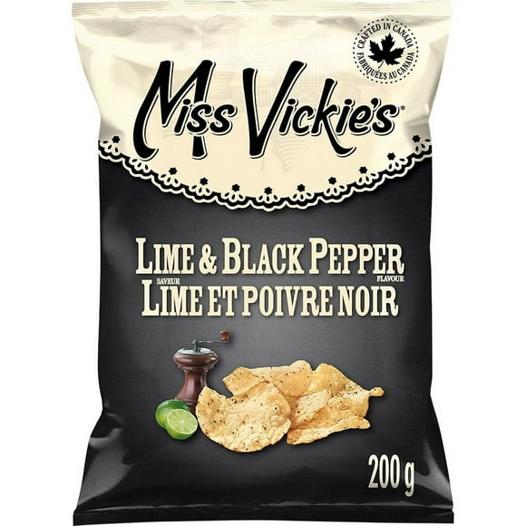 Miss Vickie's Lime & Black Pepper flavour kettle cooked potato chips, 200GM