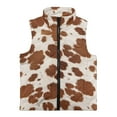 thumbnail image 4 of Garronmavis Brown Cow Print Full Zip Vest Stylish Girls Outerwear Vests Winter Lightweight Sleeveless Jacket with Pocket Comfortable Fall Winter Warm Waistcoat Outerwear for Girls, 4 of 7