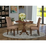 East West Furniture Dublin 3-piece Wood Dining Set in Mahogany