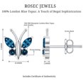 thumbnail image 6 of Rosec Jewels Natural London Blue Topaz Butterfly Earrings for Women - AAA Quality - Screw Back - Ready to Gift with Jewelry Box, 925 Sterling Silver, 6 of 7