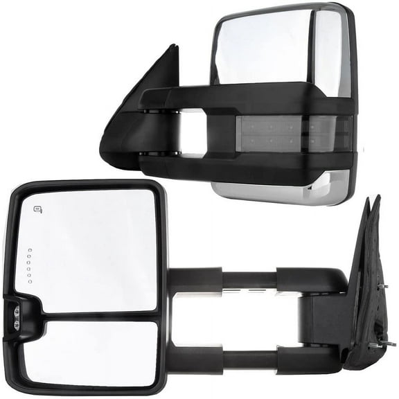 ECCPP Towing Mirror by Pair Chrome Side Mirror Replacement fit 2003-06 Chevy Silverado Suburban GMC Sierra 1500 2500 3500 Tahoe with Power Heated Turn Signal Clearance Light Telescopic Manual Folding