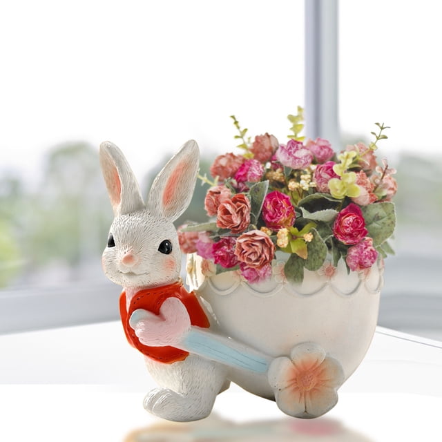 Hml Creative Garden Rabbit Animal Meaty Flower Pot Resin Potted Balcony Garden Outdoor Creative Platter