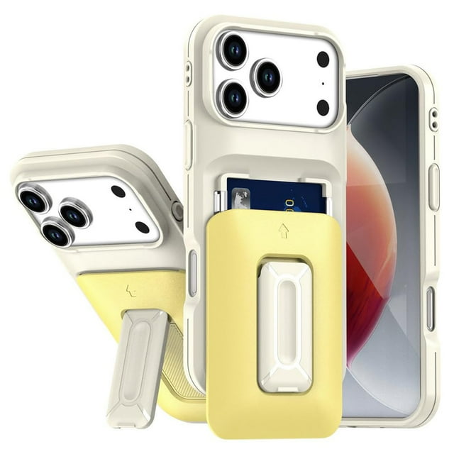 Case for iPhone 17 Pro Max/17 Pro/Air/17, PC Wallet Case with Kickstand Shell