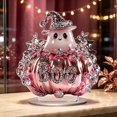 thumbnail image 4 of Halloween Pumpkin Ornament, Pink Rhinestone Acrylic Desktop Sign with Stand, Shelf Tiered Tray Decor for Bedroom Office Halloween Party, 4 of 4