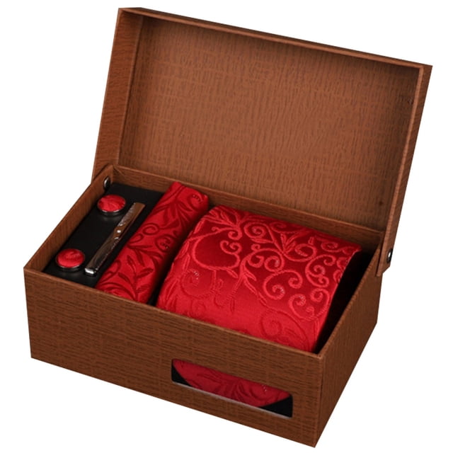 Coofit Necktie Box Set Formal - Pocket Handkerchief Tie Bar Clip Party Cufflink for Man