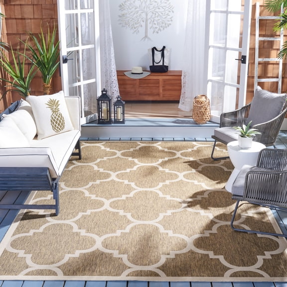 Safavieh Courtyard Becky Geometric Indoor/Outdoor Area Rug, Brown, 8' x 11'