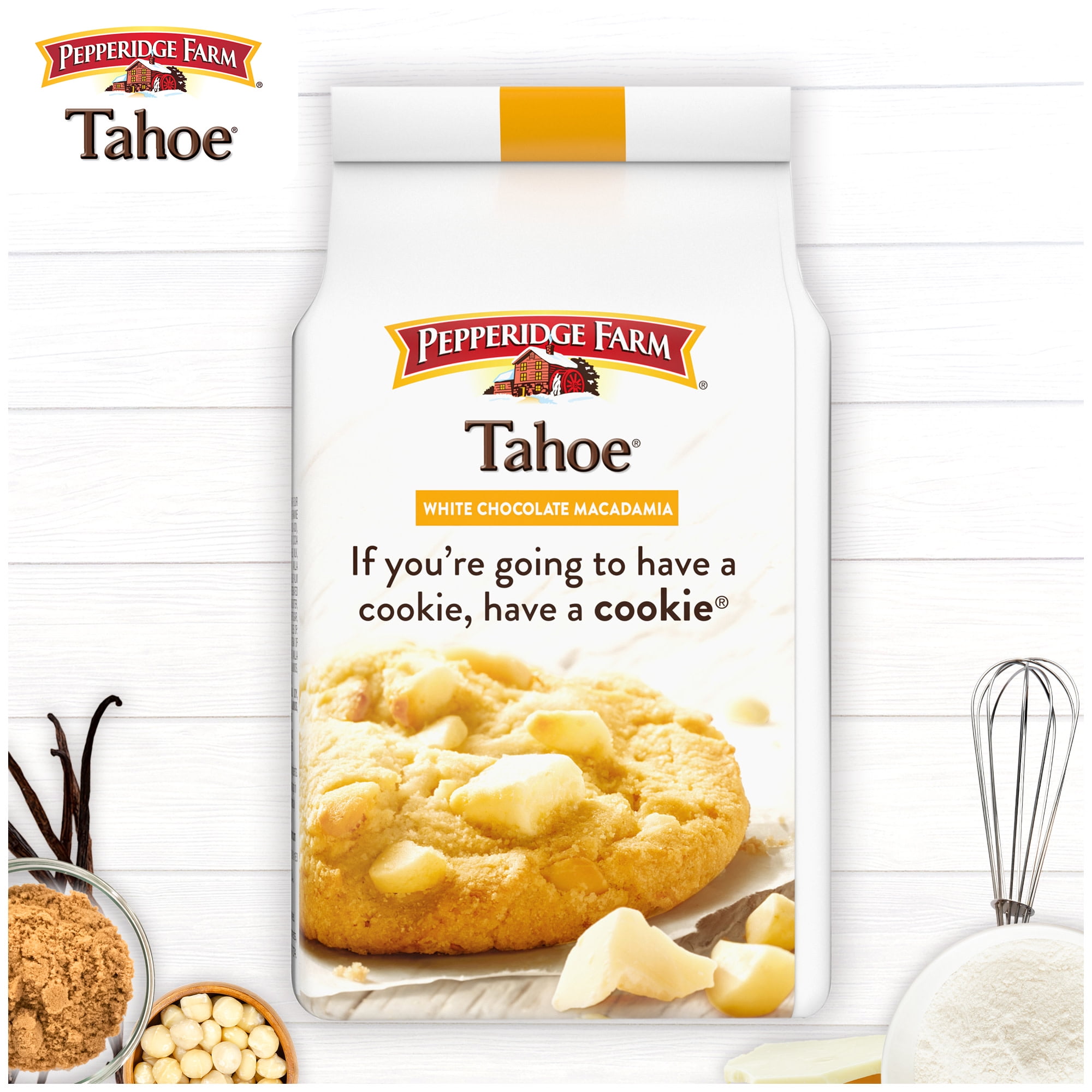 (3 pack) Pepperidge Farm Tahoe Crispy White Chocolate Macadamia Nut Cookies, 7.2 oz Bag (8 Cookies)