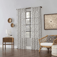 thumbnail image 5 of Archaeo Jigsaw Embroidery Linen 63-Inch Rod Pocket Window Curtain Panel in Black, 5 of 7