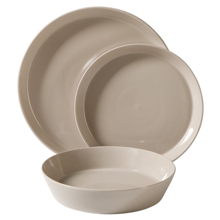 Martha Stewart Everyday Faretta Taupe 12-Piece Fine Ceramic Set photo 3