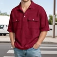thumbnail image 2 of Afdoent Mens Polo Shirts Casual Half Sleeve Shirt Solid Color With Knit Front Pockets For Work Office Daily Wear Comfortable, 2 of 4