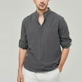 thumbnail image 2 of FUNDUFI Men's Linen Shirts Long Sleeve Casual Solid Color Buttons Up Cotton Linen Shirts For Men Soft Loose Fit Summer Shirt Tops Comfy Mens Beach Shirt, 2 of 4