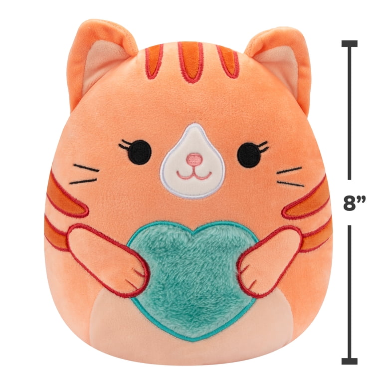 Squishmallows Official 8 inch Gigi The Orange Tabby Cat with Heart