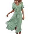 thumbnail image 2 of TopLLC Robe Sans Manches à Col Rond pour Femmes, Robe d'Été Décontractée à Manches Courtes avec Boutons et Lacets, 2 of 6