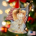 thumbnail image 5 of Designocracy Set of 2 Angel Waving American Flag Wooden Christmas Ornaments 5.5", 5 of 5