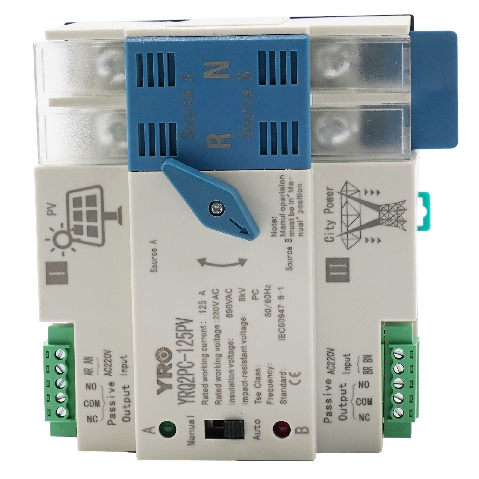 2P125A Solar/Pv Dual Power Automatic Transfer Switch Generator Changeover Switch