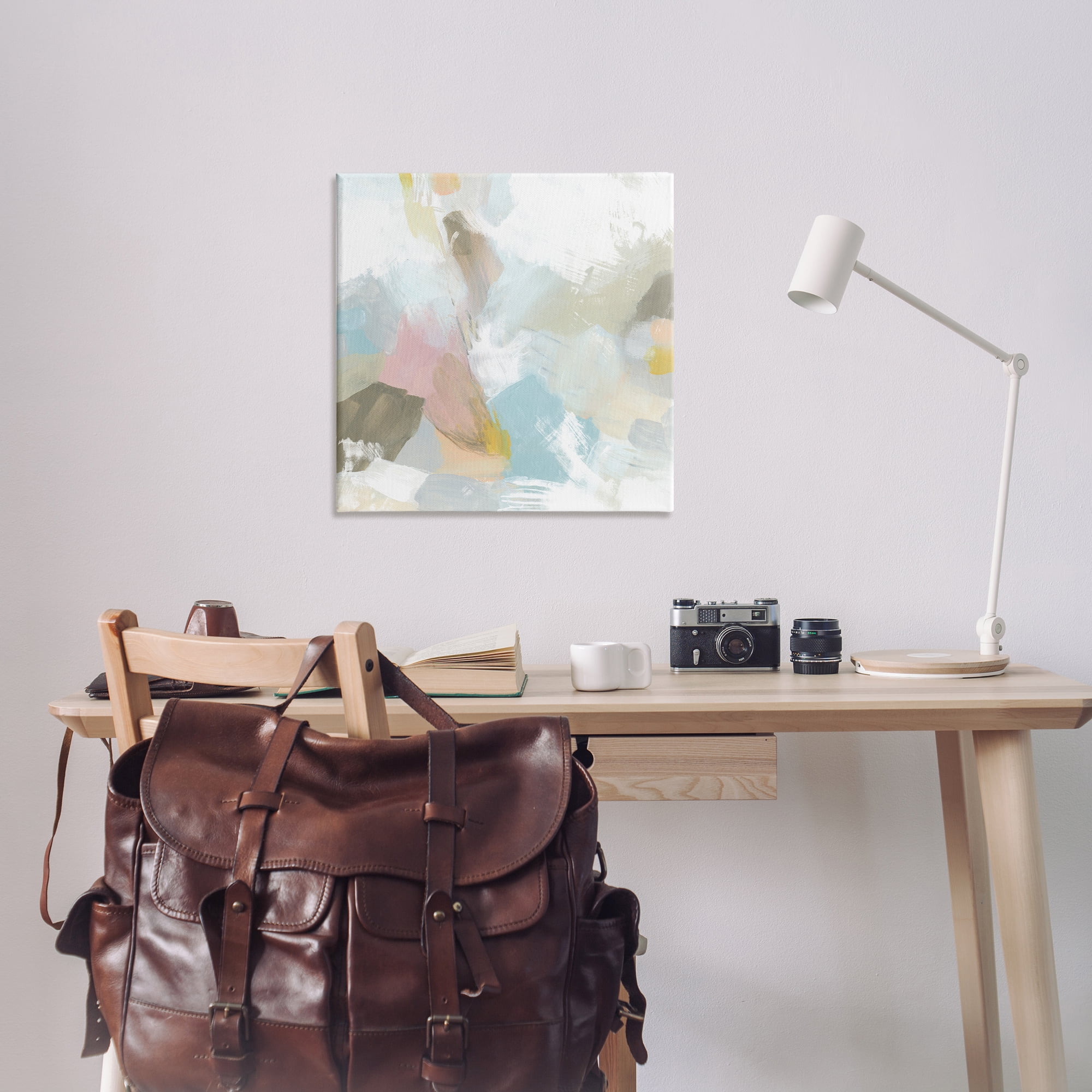 Stupell Industries Pastel Streaks on White Abstract Painting Wrapped Canvas Art Print Wall Art, 30 x 30
