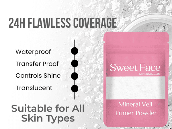 VEIL PRIMER BULK POWDER (1oz Refill Pouch) Matte Loose Minerals SPF 20 Oil Control Blurs Bare Face Extends Makeup Wear Melts Clear for Flawless Prep Before and Illuminating Setting Finish After