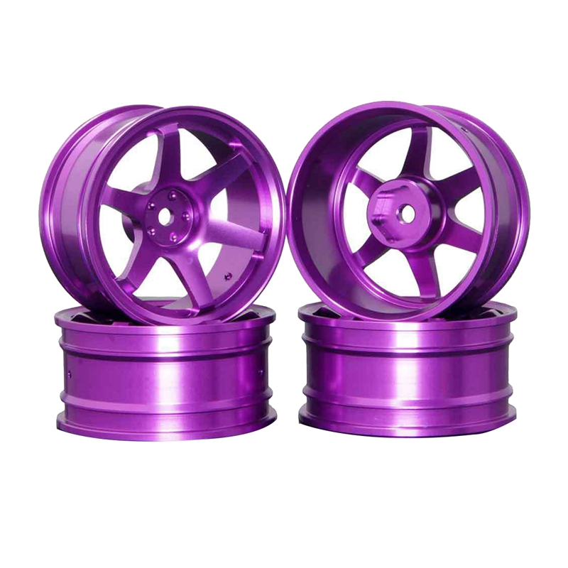 4P Aluminum Alloy6 Spoke Wheel Rim for RC 1/10 OnRoad 1052 Drift Sakura TE37+,Purple