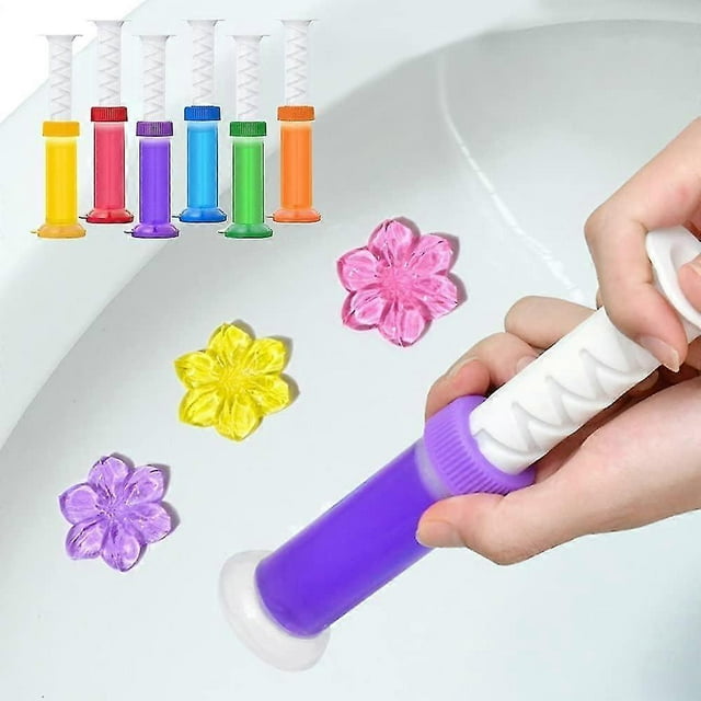 Toilet Gel, 72 Pieces Flower Stamp Toilet Gel Air Freshener, 6 Scents