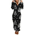 thumbnail image 2 of Frostluinai Ugly Christmas Fuzzy Fleece Onesies Pajamas Women Zipper Hooded Warm Sherpa Jumpsuit Sleepwear Xmas Graphic Playsuit Loungewear, 2 of 6