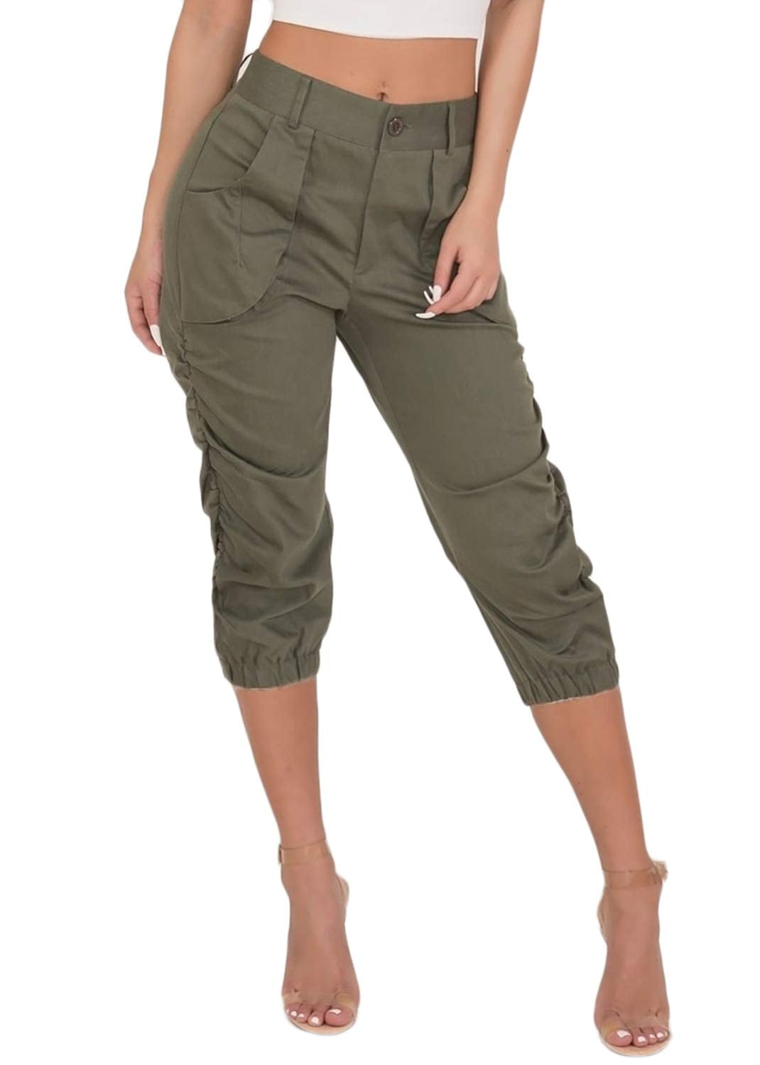 Cargo Pants for Women Pocket Capris Crop Pants Summer Casual Loose Cropped  Pants With Pockets 