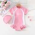 thumbnail image 3 of Shadoumai Girls One Piece Swimsuit Size 10-12 Ruffle Tankini for Girls Quick Drying Tropical Print Bathing Suit Swimwear Set Girl Cutout Adjustable Straps, 3 of 3