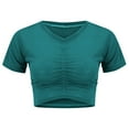 thumbnail image 6 of TODOZO Crop Tops for Women Trendy Summer Crew Neck Slim Fitted Summer Tops for Women 2025 Umbilical Top with and Pleated Round Neck T Shirt for Women Green Xs, 6 of 9