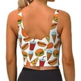 thumbnail image 3 of Haiem Hot Dog Burger Pattern Womens Sports Bra - U Neck Padded Low Impact Yoga Bra Workout Crop Top Gym Moisture-Wicking Workout Vest -Small, 3 of 9