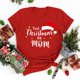 thumbnail image 2 of Gibobby Tops navideños para Mujer Camiseta de manga corta con cuello redondo y estampado de Navidad para mujer(Rojo,M), 2 of 5