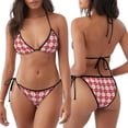 thumbnail image 3 of KLL Ensemble Bikini à Carreaux Rouges Marguerite pour Femmes, Ensemble Bikini Deux Pièces avec Haut à Licou et Bas à Nouer Maillot de Bain Aguichant, 3 of 6