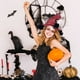 thumbnail image 4 of HWRETIE Sombrero de bruja para fiesta de Halloween con cubierta facial de encaje,sombrero de disfraz de tafetán de poliéster estilo mago para disfraces de Halloween y fiestas temáticas, 4 of 6