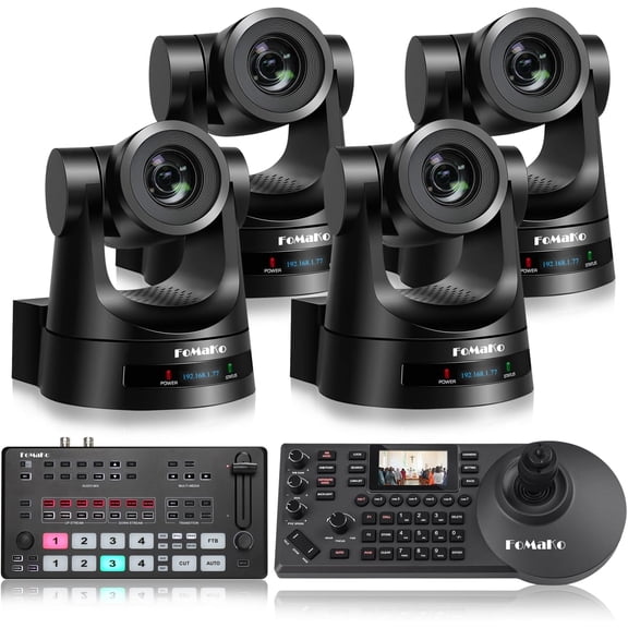 FoMaKo PTZ Camera 30X Optical Zoom HDMI PTZ Bundle with video switcher and PTZ Controller PoE Keyboard,Contains 6 Items(BH302   M2 FMK30SDIX2)