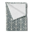 thumbnail image 2 of Damask Soft Flannel Fleece Throw Blanket, Symmetrical Civilizations Motif with Floral Arrangement Leaves and Flower Buds, Cozy Plush for Indoor and Outdoor Use, 50" x 70", Cream Grey, by Ambesonne, 2 of 5