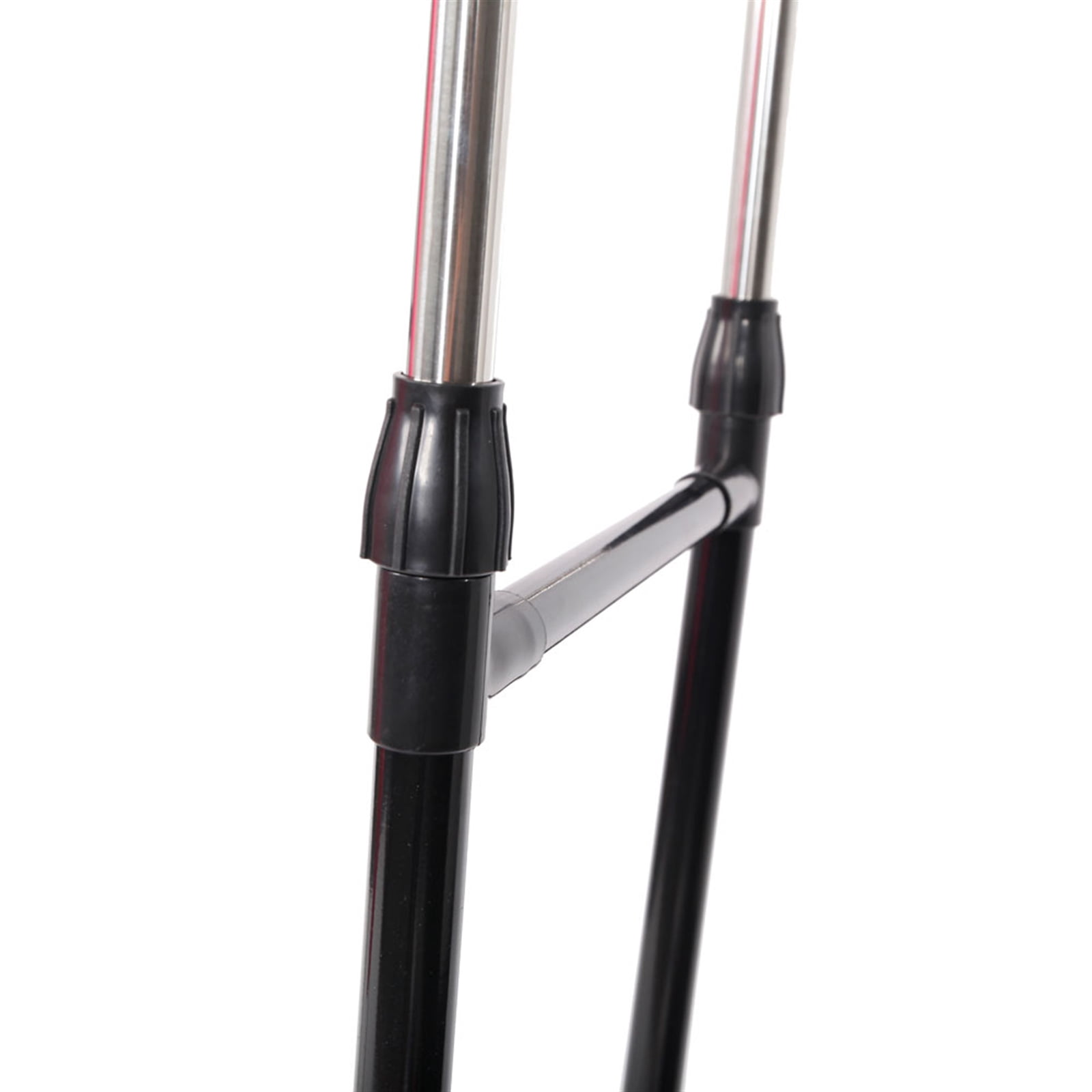 Clothes Rack with Shoe Shelf, Dual-bar Vertical & Horizontal Stretching Stand, Black & Silver