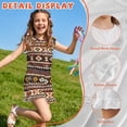 thumbnail image 5 of ZIATUBLES Aztec Geometric Print Girls Summer Romper Ruffle Cap Sleeves One-Piece Short Jumpsuit Soft Comfort Kids Casual Playsuit with Pockets for 5-6 Y, 5 of 6