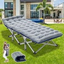 NAIZEA Folding Camping Cot, 75" Sleeping Cot for Adults ，Foldable Guest Bed with Carry Bags and Mattress