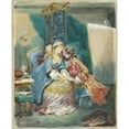 thumbnail image 3 of Eugène Lami 20x24 Black Modern Framed Museum Art Print Titled - A Couple Embracing in an Artist's Studio (1881), 3 of 5