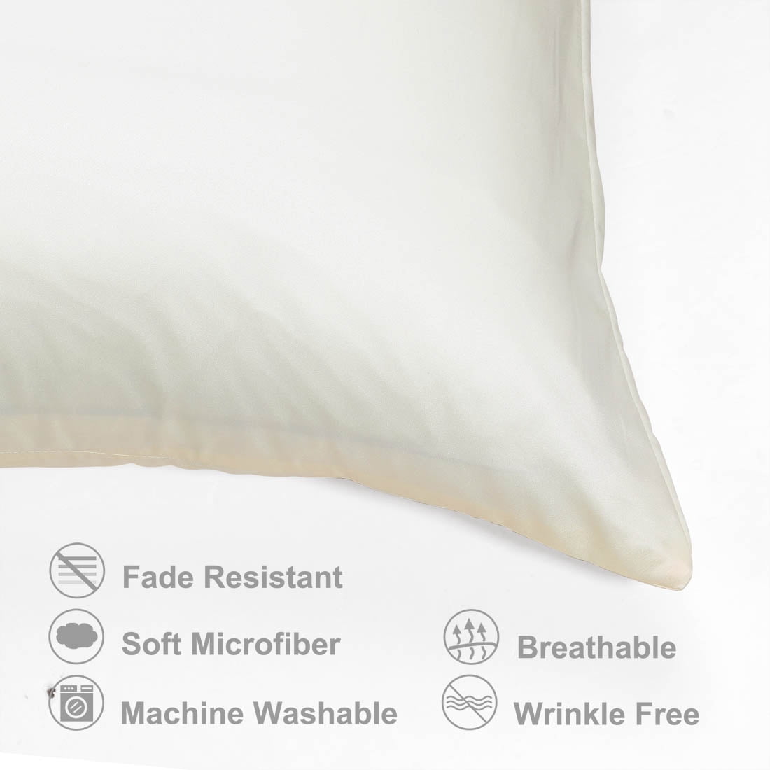 Unique Bargains Set of 4 Silky Satin Pillowcases Pillow Cover Cream Standard
