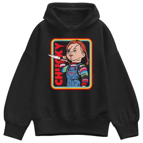 Chucky - Retro Chucky & Knife Oversized Fleece Hoodie Sweatshirt