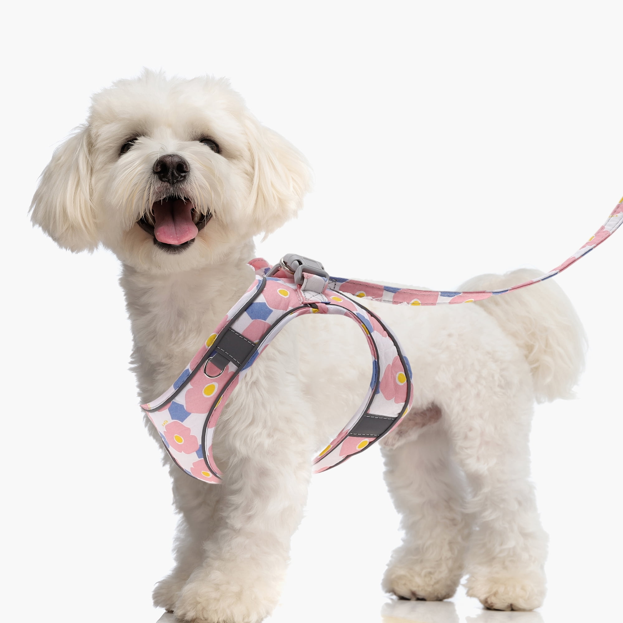 Unique Bargains Puppy Dog Harness and Leash Set with Reflective Strip Pink L