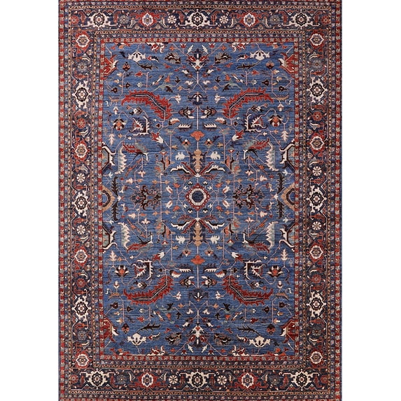 Ahgly Company Indoor Rectangle Mid-Century Modern Purple Lily Purple Oriental Area Rugs, 4' x 6'