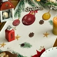thumbnail image 3 of Xmas Balls Pine Poinsettia Christmas Table Runner, Star Holiday Winter Kitchen Dining Table Decoration for Home Party Decor 13x36 Inch, 3 of 6