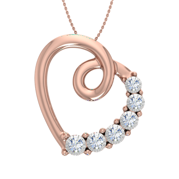 1/4 Carat Diamond Heart Pendant Necklace in 10K Rose Gold (Included Silver Chain)