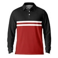 thumbnail image 6 of COSFO Collared Mens Long Sleeve Polo Shirts Striped Pullover Mesh Shirts Lightweight Casual Slim Fit Performance Graphic Tees, 6 of 7