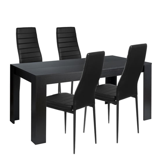 Giantex 5 Pieces Dining Table & Chairs Set, Indoor Modern Dining Set w/ Wooden Table Top & 4 PVC Leather Metal Frame Padded Chairs, Home Kitchen Dining Room Restaurant Furniture for 4 People