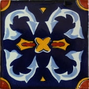 4.2x4.2 Ribbon Talavera Mexican Tile, Set of 9 pcs